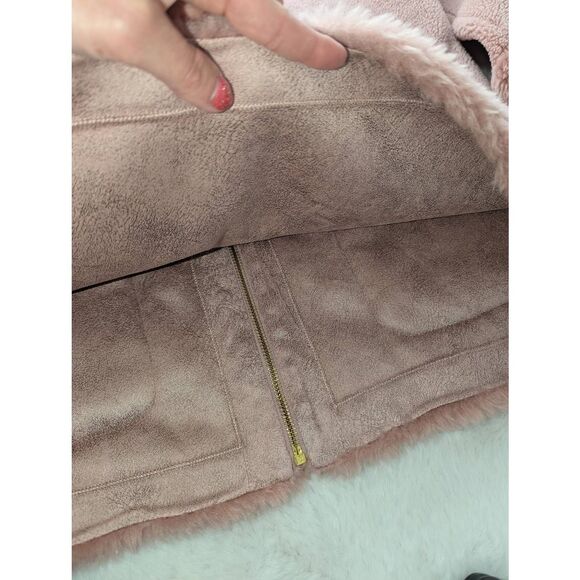 Koolaburra by UGG Hooded Faux Fur‎ Coat in Pink Ice Sz M Medium NWT Mob Wife - Picture 10 of 11